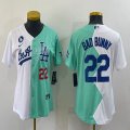 Women Nike Los Angeles Dodgers #22 Bad Bunny green white splits majestic baseball Jerseys-BD 03