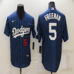 Los Angeles Dodgers #5 Freddie Freeman blue throwback majestic baseball Jerseys-BD