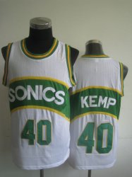 Seattle SuperSonics 40 Shawn Kemp white NBA Basketball Jersey