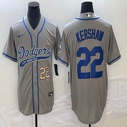 Nike Los Angeles Dodgers #22 Clayton Kershaw gray majestic baseball Jerseys Joint name -BD 02