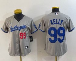 Women Los Angeles Dodgers #99 Kelly Nike gray majestic baseball Jersey-BD 06