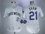 Milwaukee Brewers #21 Travis Shaw white Flexbase Authentic Collection Jersey