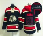 Chicago Blackhawks #81 Marian Hossa black NHL Hooded Sweatshirt-Signature