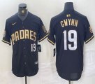 Nike San Diego Padres #19 Tony Gwynn black gold baseball jerseys-BD