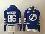 2017 Tampa Bay Lightning #86 Nikita Kucherov blue ice hockey Hooded Sweatshirt