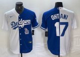 Los Angeles Dodgers #17 Shohei Ohtani Nike white blue splits majestic baseball Jersey