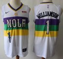 Nike New Orleans Pelicans #1 Zion Williamson white NBA basketball jersey with Sponsor patch-s8