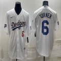 Nike Los Angeles Dodgers #6 Justin Turner white gold majestic baseball Jerseys-BD