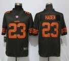 Men Nike Cleveland Browns 23 Haden Navy Brown Color Rush Limited Jersey