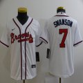 Youth Nike Atlanta Braves #7 Dansby Swanson white majestic baseball jerseys