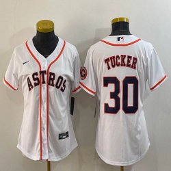 Women Nike Houston Astros #30 Kyle Tucker white majestic baseball jersey