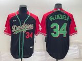 Nike Los Angeles Dodgers #34 Fernando Valenzuela black red green baseball jersey-SG