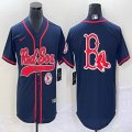 Nike Boston Red Sox blank blue majestic baseball jersey Joint name-BD 03