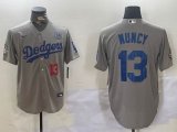 2024 World Series Los Angeles Dodgers #13 Max Muncy gray majestic baseball Jersey whith 34 patch-BD