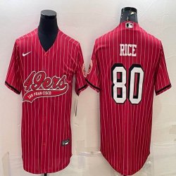 Nike 49ers #80 Jerry Rice red baseball jerseys Joint name-BD 01