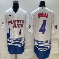 Puerto Rico Baseball #4 Yadier Molina White 2023 World Baseball Classic Replica Player Jersey 01