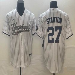 Nike New York Yankees #27 Giancarlo Stanton white majestic baseball Jersey Joint name 02