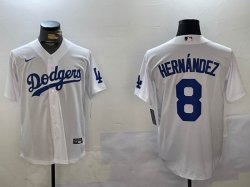 Nike Los Angeles Dodgers #8 Enrique Hernandez white majestic baseball jerseys 01