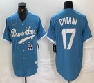 Nike Los Angeles Dodgers #17 Shohei Ohtani skyblue throwback MLB baseball Jersey 01