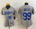 Women Los Angeles Dodgers #99 Kelly Nike gray majestic baseball Jersey-BD 09