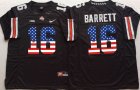 Ohio State Buckeyes J.T. Barrett 16# USA Flag NCAA Football Jersey - Black