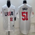 2023 World Cup #51 Singer white majestic baseball jerseys 06