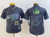 Youth Nike Tampa Bay Rays #15 Lowe black majestic baseball jersey city version