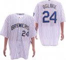 Milwaukee Brewers #24 Ben Oglivie white majestic MLB Jerseys