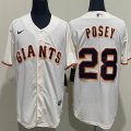 Nike San Francisco Giants 28 Buster Posey beige majestic baseball jersey-WL