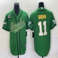 Nike Eagles #11 Carson A.J. Brown green baseball jerseys Joint name with C patch-BD