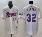 Nike Texas Rangers #32 Evan Carter white majestic baseball jerseys Champion patch-BD 02