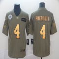 Dallas Cowboys #4 Dak Prescott green gold Nike Olive 2019 Salute to Service Limited Jersey