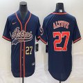 Nike Houston Astros #27 Jose Altuve blue majestic baseball jerseys big logo Joint name -BD 02