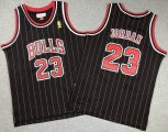 Youth Chicago Bulls #23 Michael Jordan black Red stripe nba basketball jerseys -XD