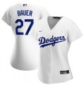 Custom Los Angeles Dodgers #27 Trevor Bauer white women nike majestic baseball jerseys