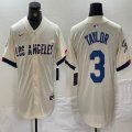 Nike Los Angeles Dodgers #3 Chris Taylor beige fashion majestic baseball Jerseys-BD