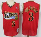 Philadelphia 76ers 3# Allen Iverson red throwback nba basketball jersey-S8