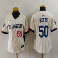 Women Nike Los Angeles Dodgers #50 Mookie Betts beige fashion majestic baseball jerseys 03