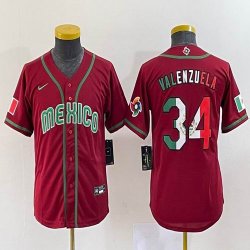 Youth 2023 World Cup Mexico #34 Fernando Valenzuela red blank majestic baseball jerseys 14