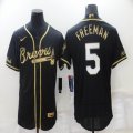 Nike Atlanta Braves #5 Freddie Freeman black gold Flexbase Authentic Collection Jersey