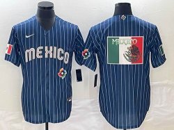 2023 World Cup Mexico blank blue majestic baseball jerseys-BD 11