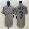 Nike Los Angeles Dodgers #3 Chris Taylor gray majestic baseball Jerseys Joint name -BD 01