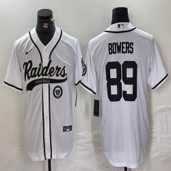 Nike Las Vegas Raiders #89 Brock Bowers white baseball jerseys Joint Name 02