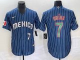 2023 World Cup Mexico #7 Julio Urias blue majestic baseball jerseys 74