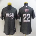 Women Washington Nationals #22 Juan Soto gray majestic baseball jersey city version