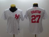 Women New York Yankees #27 Giancarlo Stanton white majestic baseball jersey