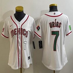 Women 2023 World Cup Mexico #7 Julio Urias white majestic baseball jerseys 08