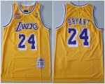 Los Angeless Lakers #24 Kobe Bryant Yellow Throwback basketball Jersey 60 th patch -TY