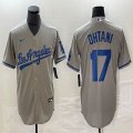 Los Angeles Dodgers #17 Shohei Ohtani Nike gray majestic baseball Jersey 03