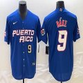 Puerto Rico #9 Baseball Javier Báez blue 2023 World Baseball Classic Replica Player Jersey 01